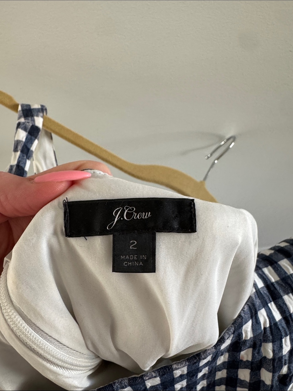 J. Crew Navy and White Gingham Mini Dress - Picture 2 of 3